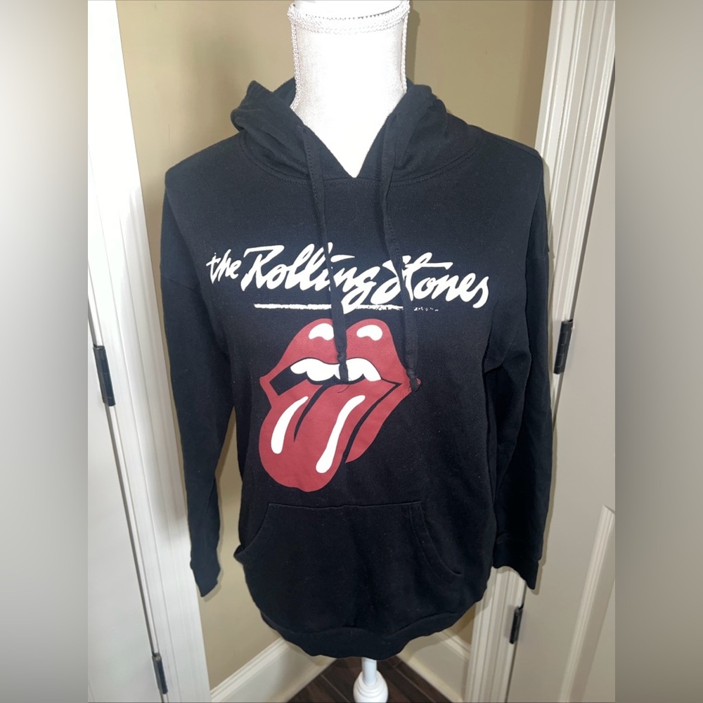 The Rolling Stones Adult Pullover Hoodie Sweatshirt Size Medium Black Rock